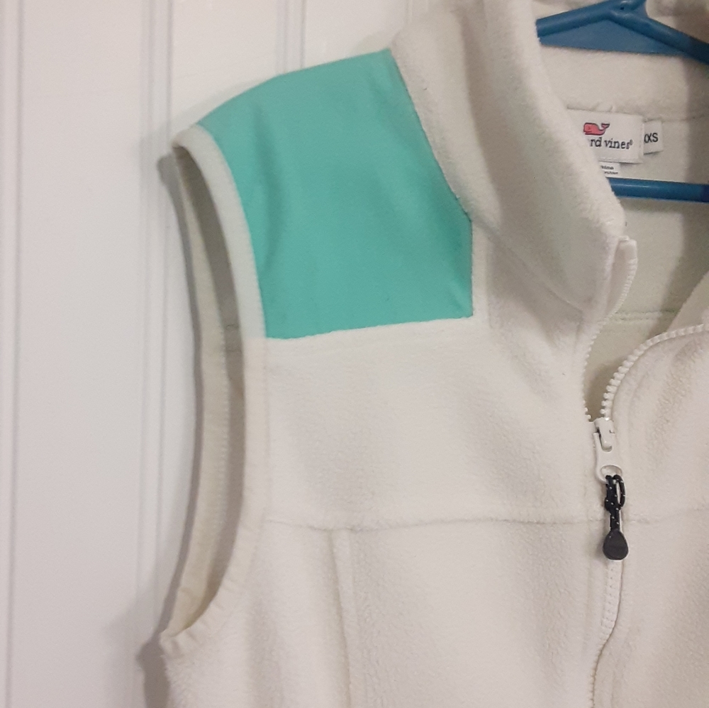 Vineyard Vines XXS fleece vest white and aqua - Picture 2 of 13